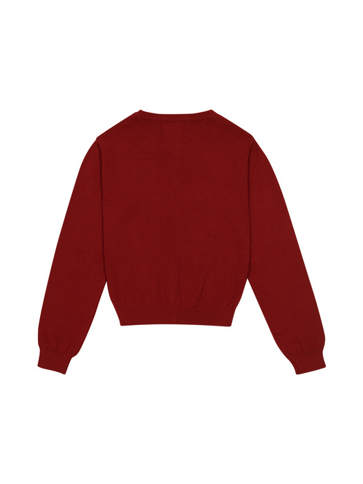 LOGO PLAIN CARDIGAN (DARK RED)