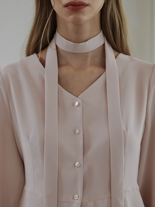 Flare Tie Blouse [Pink]