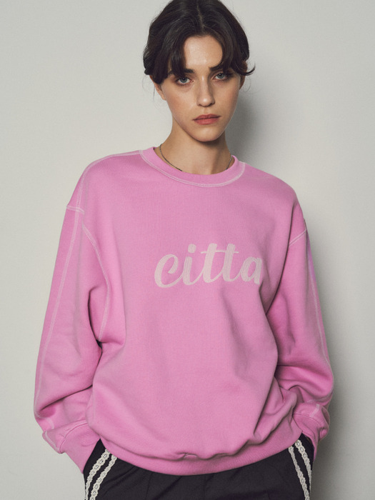 Chain Stich Logo Sweatshirts_CTT309(Berry Pink)