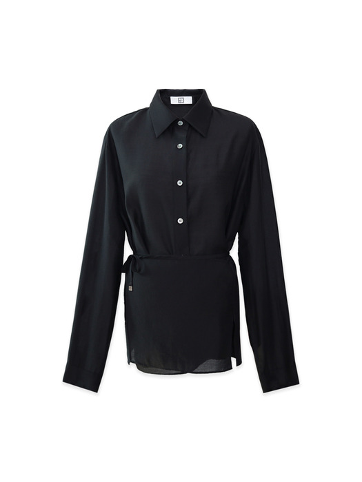 WRAP SILKY SHIRTS (BLACK)