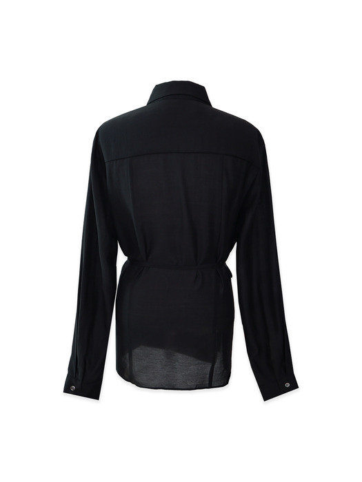 WRAP SILKY SHIRTS (BLACK)