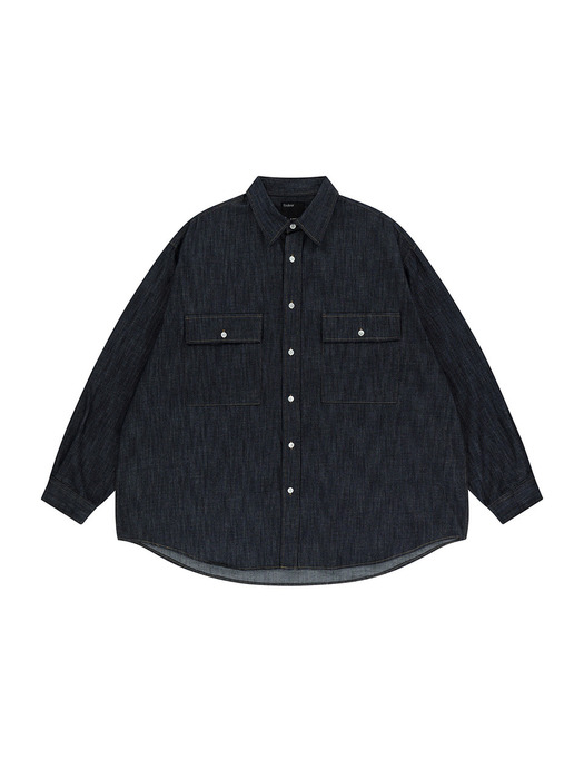 Washed over denim shirt (deep blue)