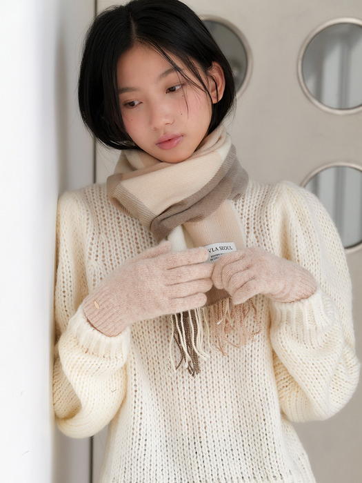 (선물포장) CHECK PETIT MUFFLER & GLOVES SET