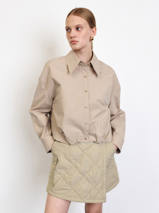 VOLUMINOUS HEM LINE SHIRTS [WHITE][TAUPE]