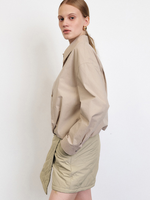 VOLUMINOUS HEM LINE SHIRTS [WHITE][TAUPE]