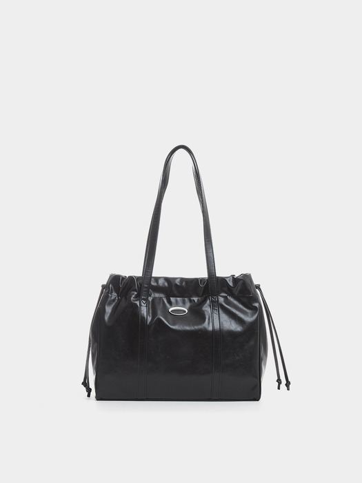 TRAWSTRING TOTE BAG, BLACK