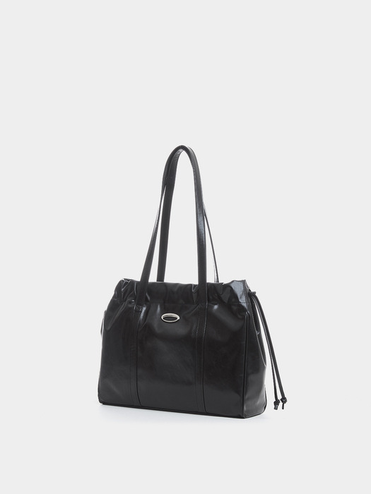 TRAWSTRING TOTE BAG, BLACK