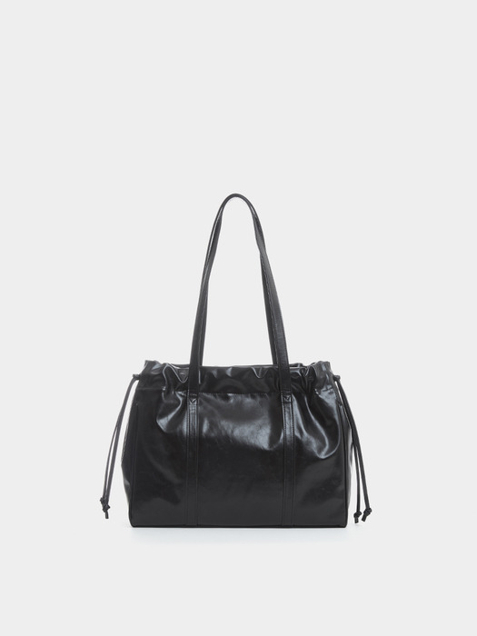 TRAWSTRING TOTE BAG, BLACK