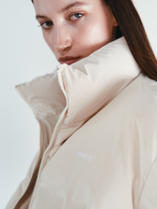 GLOSSY DUCK DOWN PUFFER JACKET [IVORY][BLACK]