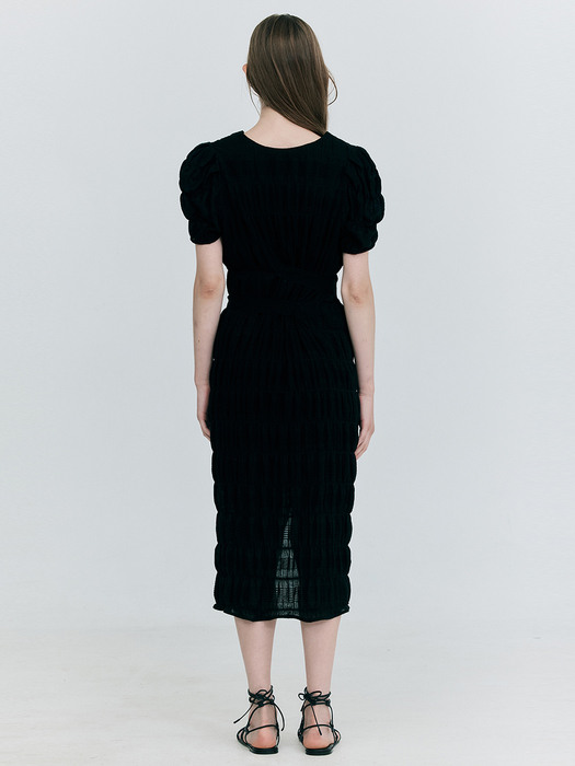 Puffy Wrinkle Dress_Black