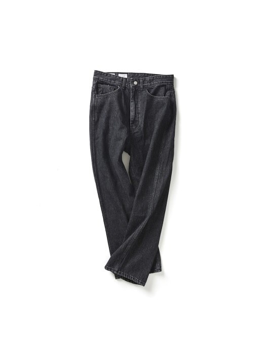 Wide Denim Pants Washed Black