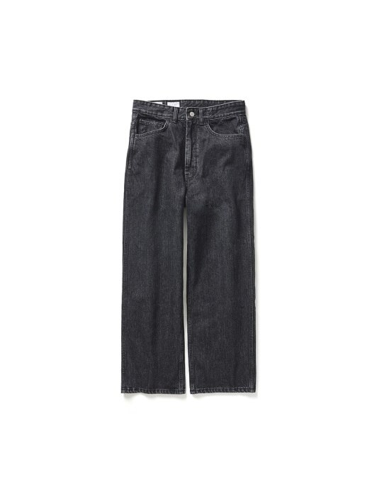 Wide Denim Pants Washed Black