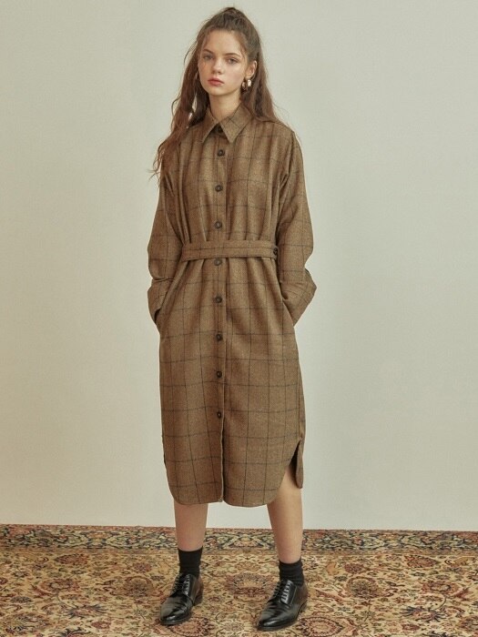 R CHECK SHIRT DRESS_BR