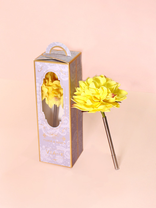 yellow graceful peony flower pen