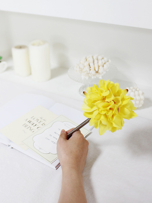 yellow graceful peony flower pen