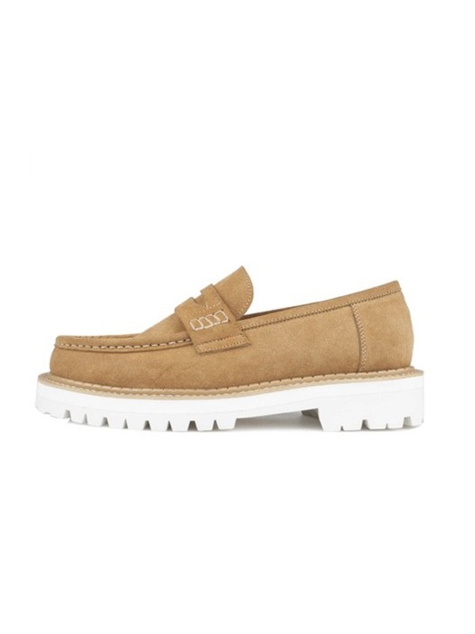 WHITE OVER SOLE PENNY LOAFERS - Camel