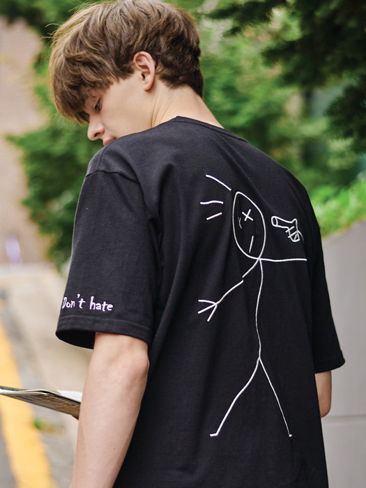 CPGN꼼파뇨][16수] 레터링 타투 오버핏 티셔츠 블랙
