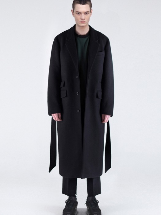 [COLLECTION]CASHMERE CHESTERFIELD LONG COAT - BLACK