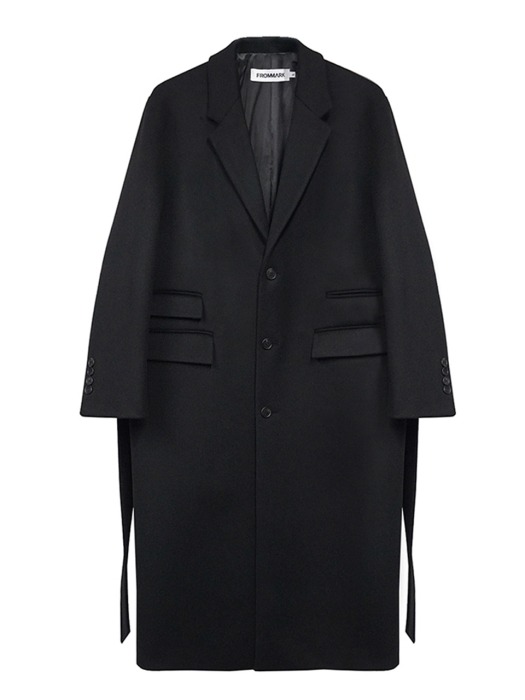 [COLLECTION]CASHMERE CHESTERFIELD LONG COAT - BLACK