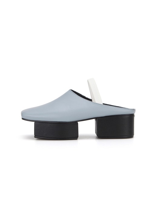 Squared Toe Mule with Separated Platforms | Pale stone blue