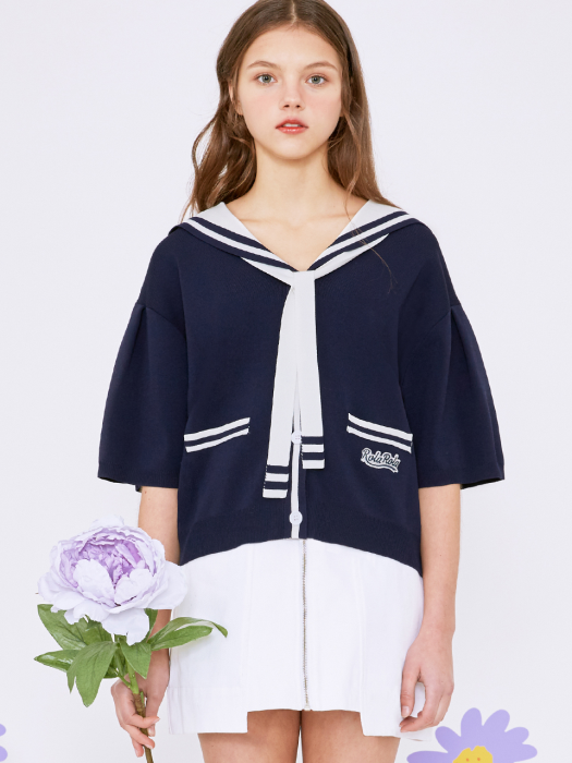 (CD-20331) SAILOR SHORT SLEEVE CARDIGAN NAVY