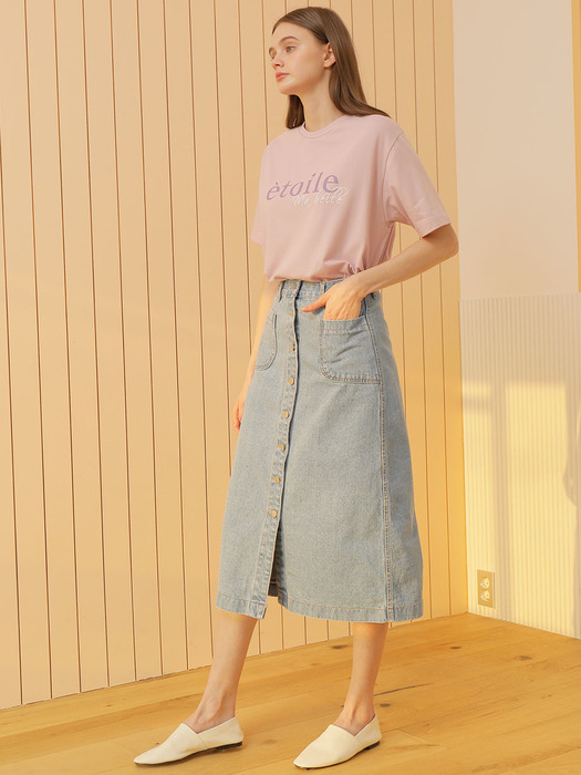 BUTTON DENIM SKIRT_BLUE