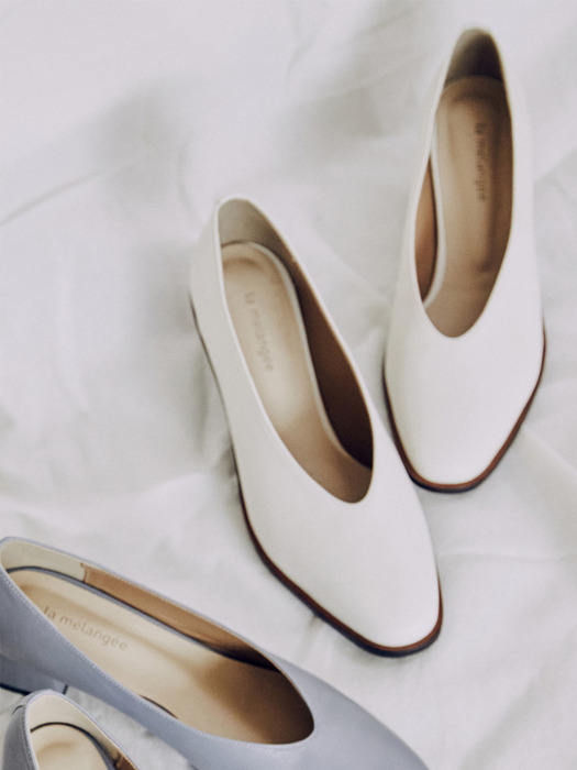 Soft Leather Pumps(Wood Sole) _Off white [LMS204WH]