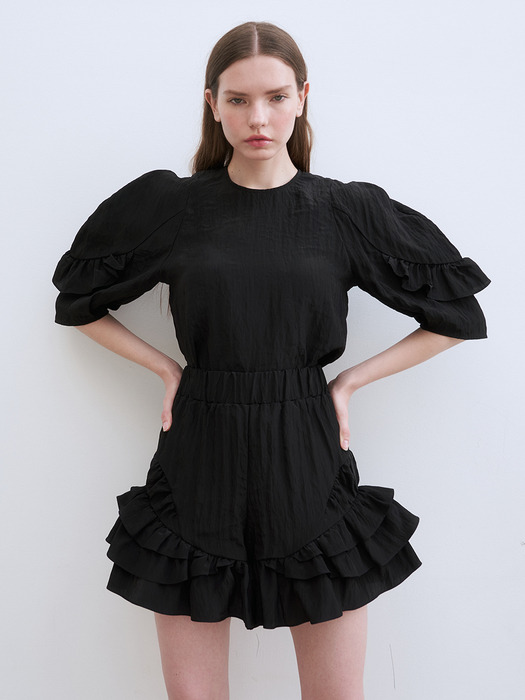 Meaghan Glossy Teffeta Top (Black) 