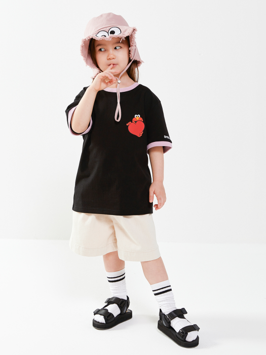 [SM20 SV X Sesame Street] Love Elmo T-Shirts for Kids(Black)