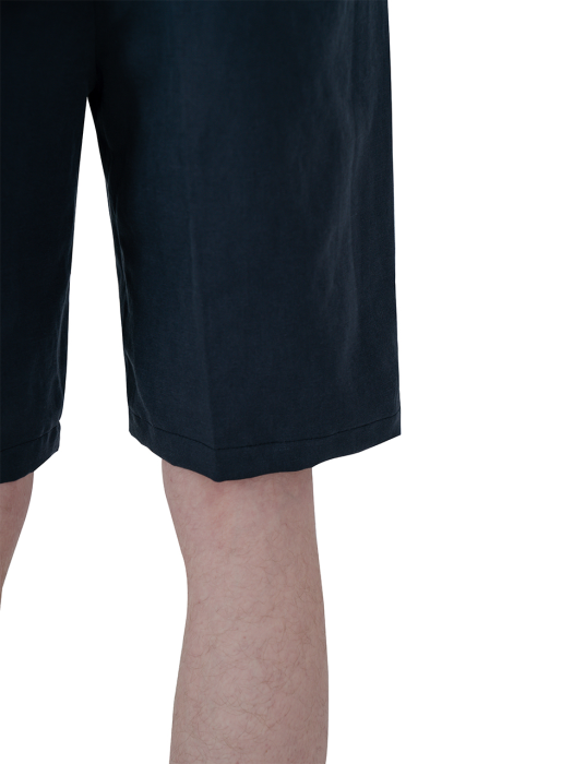 Banding linen washed shorts_navy