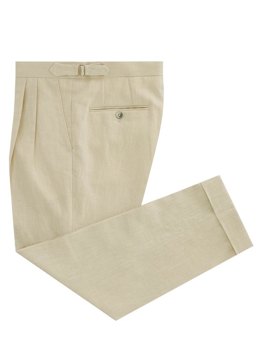 Linen two tuck adjust pants (Beige)