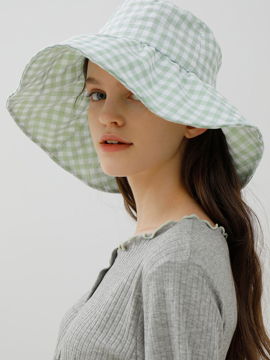 A CHECK SHIRRING HAT [3 colors]