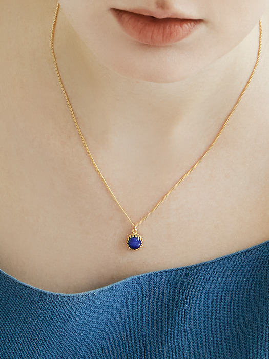 Lapis Lazuli Round Necklace (14K 골드필드)