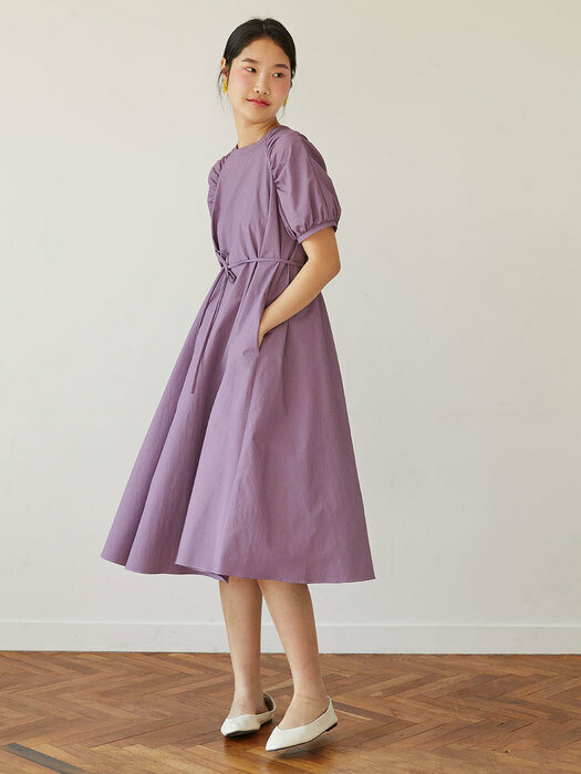 raglan sleeve A-line dress (purple)