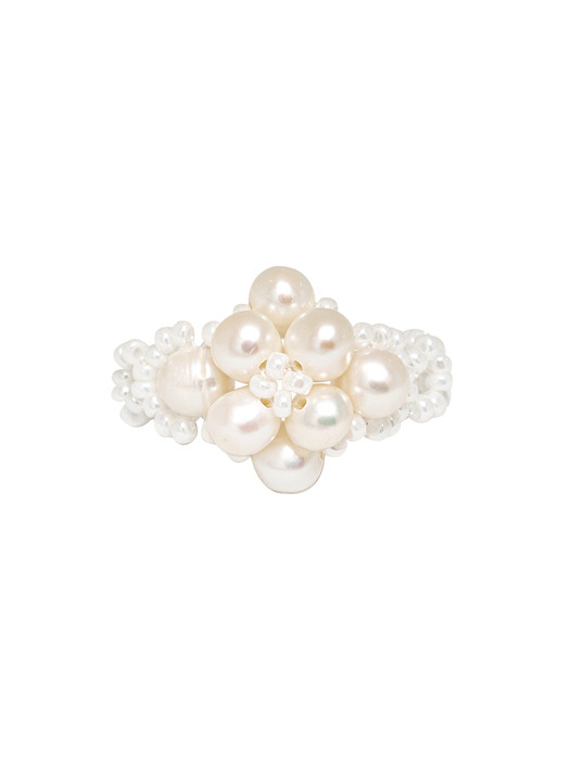 Rice Flower Beads Ring (White)
