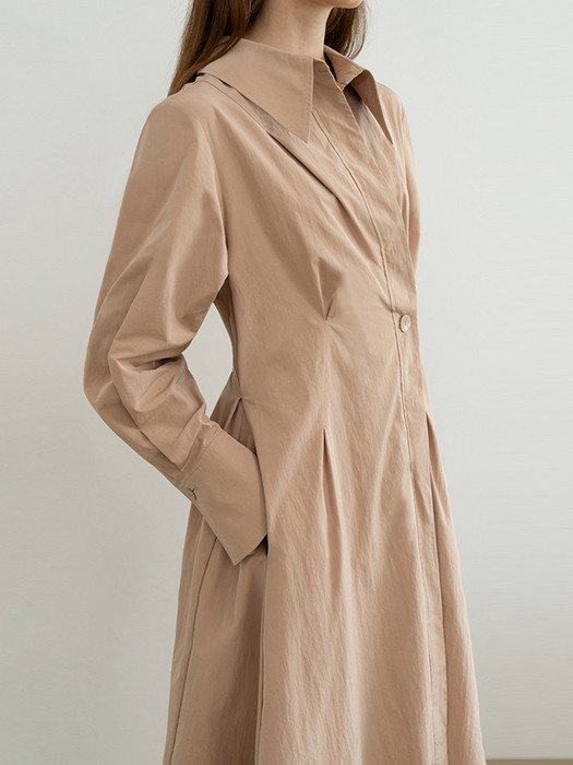 BUTTON WAIST MIDI SHIRT DRESS