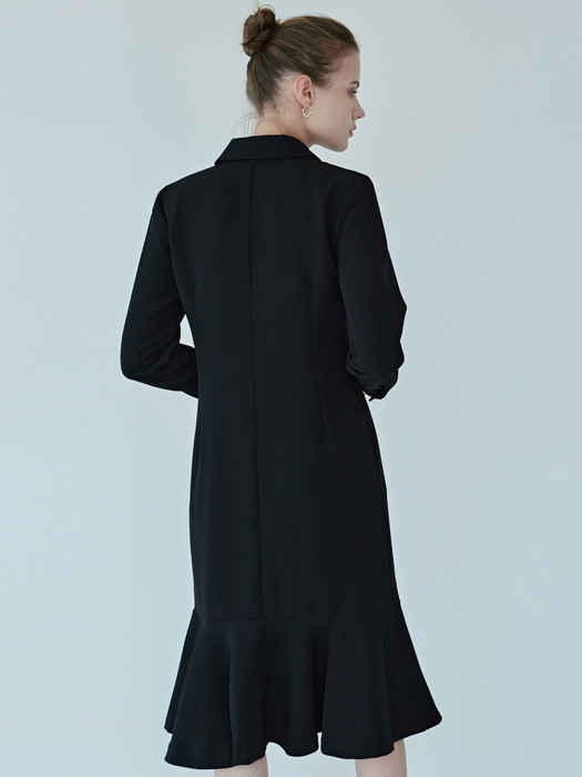 DOUBLE JACKET LONG DRESS+BELT_BLACK