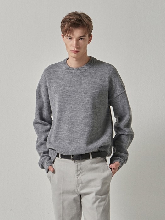 WIDE ROUND OVER KNIT_LIGHT GRAY