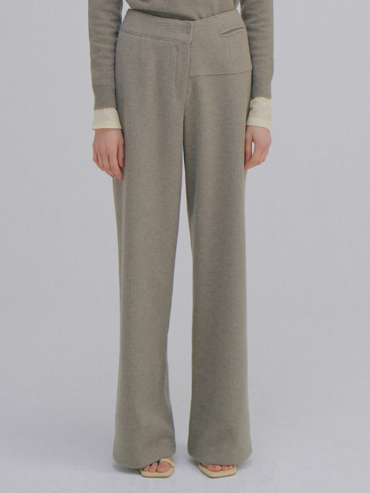 Unbalanced Waist Trousers_Light Khaki