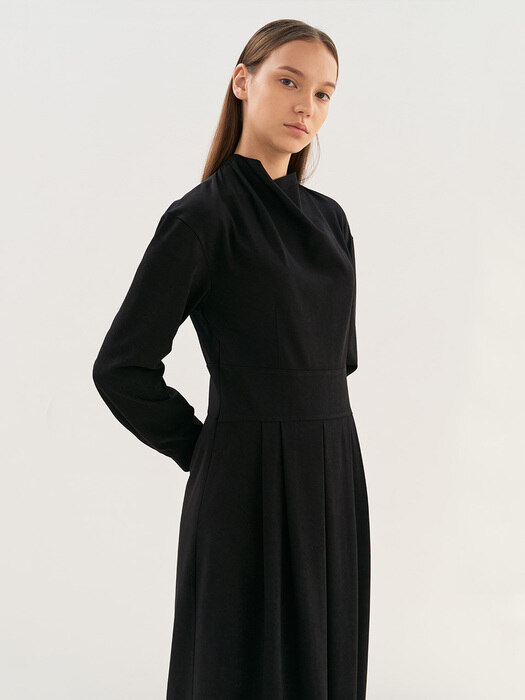 cowl neck dress-black