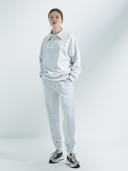 Half Zip Up Sweatshirt [Light Gray]