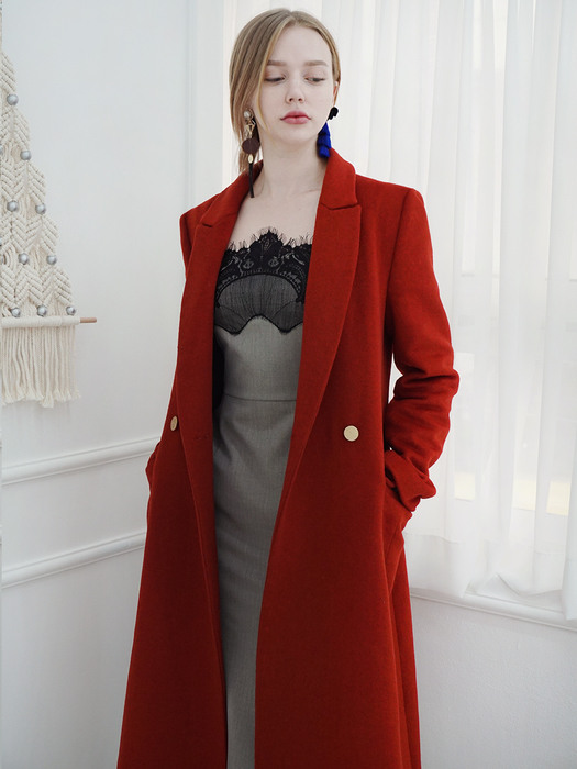 Classic Cashmere blended red coat