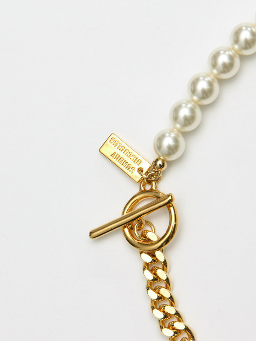 PEARL HALF CHAIN NECKLACE GOLD