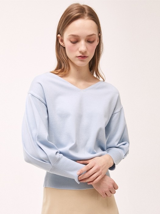 Volume Wave Crop Knit - Blue