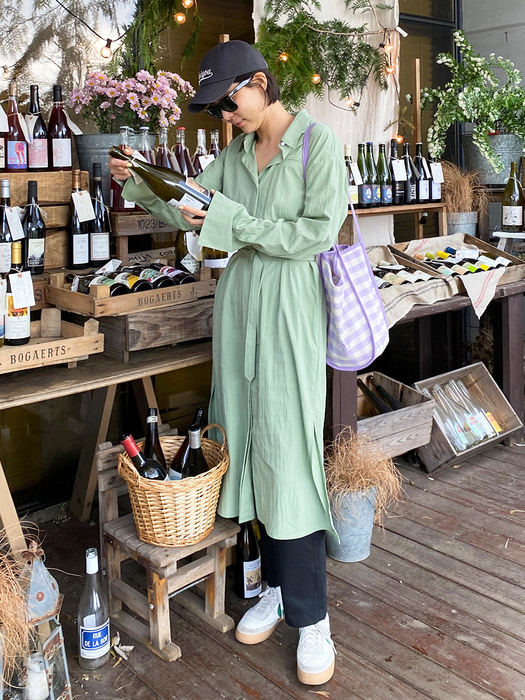 [N]AEWOL Oversized shirt dress (Light green/Blue)