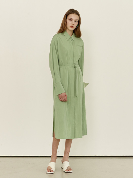 [N]AEWOL Oversized shirt dress (Light green/Blue)