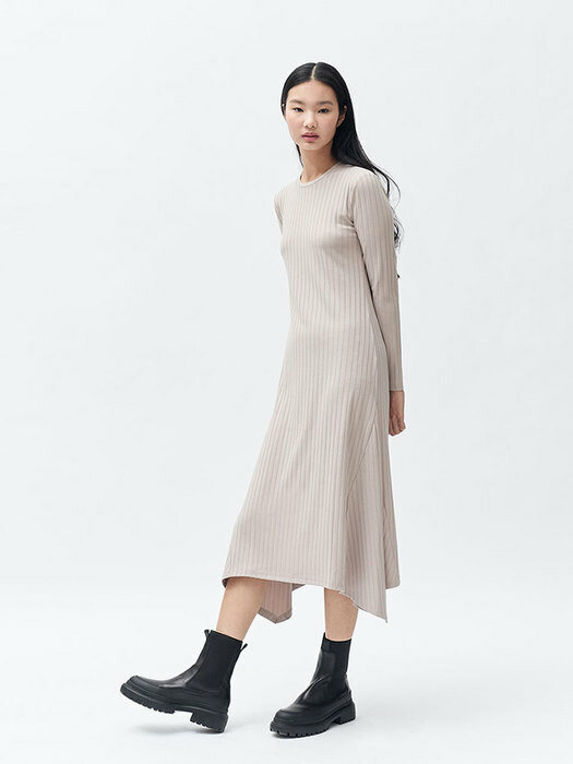 BEIGE PETE RIB DRESS