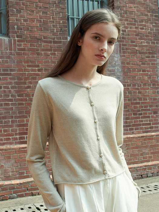 V.linen crop knit cardigan (linen)