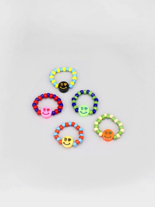 Kitsch smile twotone beads Ring 키치 스마일 투톤 비즈 반지 5color
