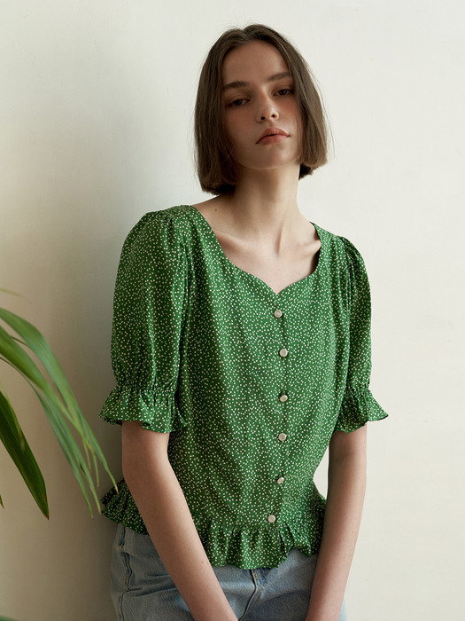 Rita Blouse_Dot Green